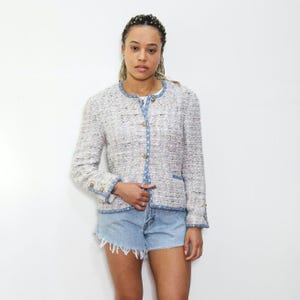 VINTAGE Authentic CHANEL 80s 90s Light Pastel Pink Blue