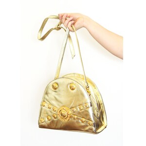 Versace Greek Symbols White Patent and Red Leather Shoulder Flap