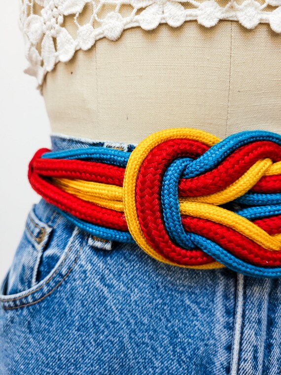 VINTAGE 80s Colorful Stretchy Elasticated Rope KN… - image 2