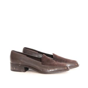 VINTAGE 90s Dark Brown Leather Suede Designer ETIENNE AIGNER loafers oxfords flats Menswear Normcore 90s Aesthetic Chic Preppy Shoes 8 M