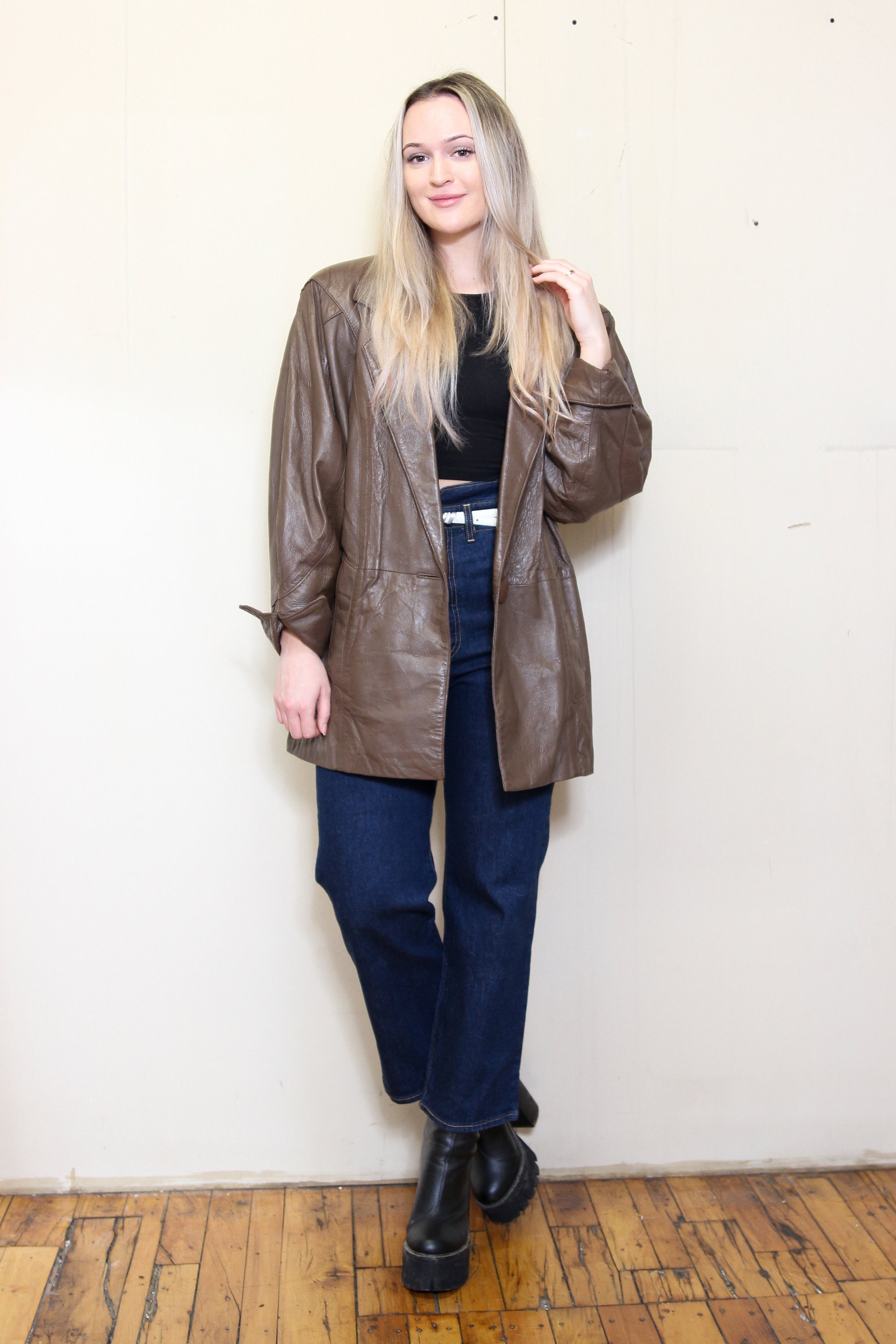 VINTAGE 70s 80s Brown Buttery Soft Leather Avant Garde