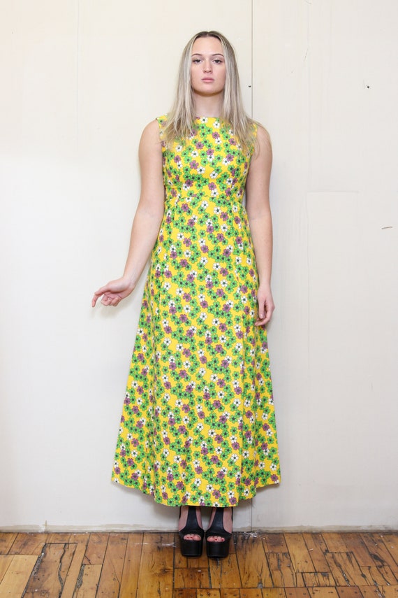 VINTAGE 60s 70s Yellow Green HIPPIE Boho Takashi … - image 2