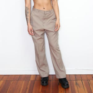 VINTAGE 70s Tan KHAKI Low Waist Slouchy Oversized Menswear Trouser Pants || Minimalist Streetstyle || S M
