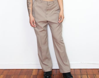 VINTAGE 70s Tan KHAKI Low Waist Slouchy Oversized Menswear Trouser Pants || Minimalist Streetstyle || S M