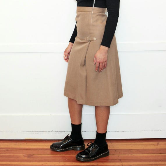 VINTAGE 70s Auth YSL Yves Saint Laurent Wool Tan Pleated VINTAGE 70s Auth YSL Yves Saint Laurent Wool Tan Pleated