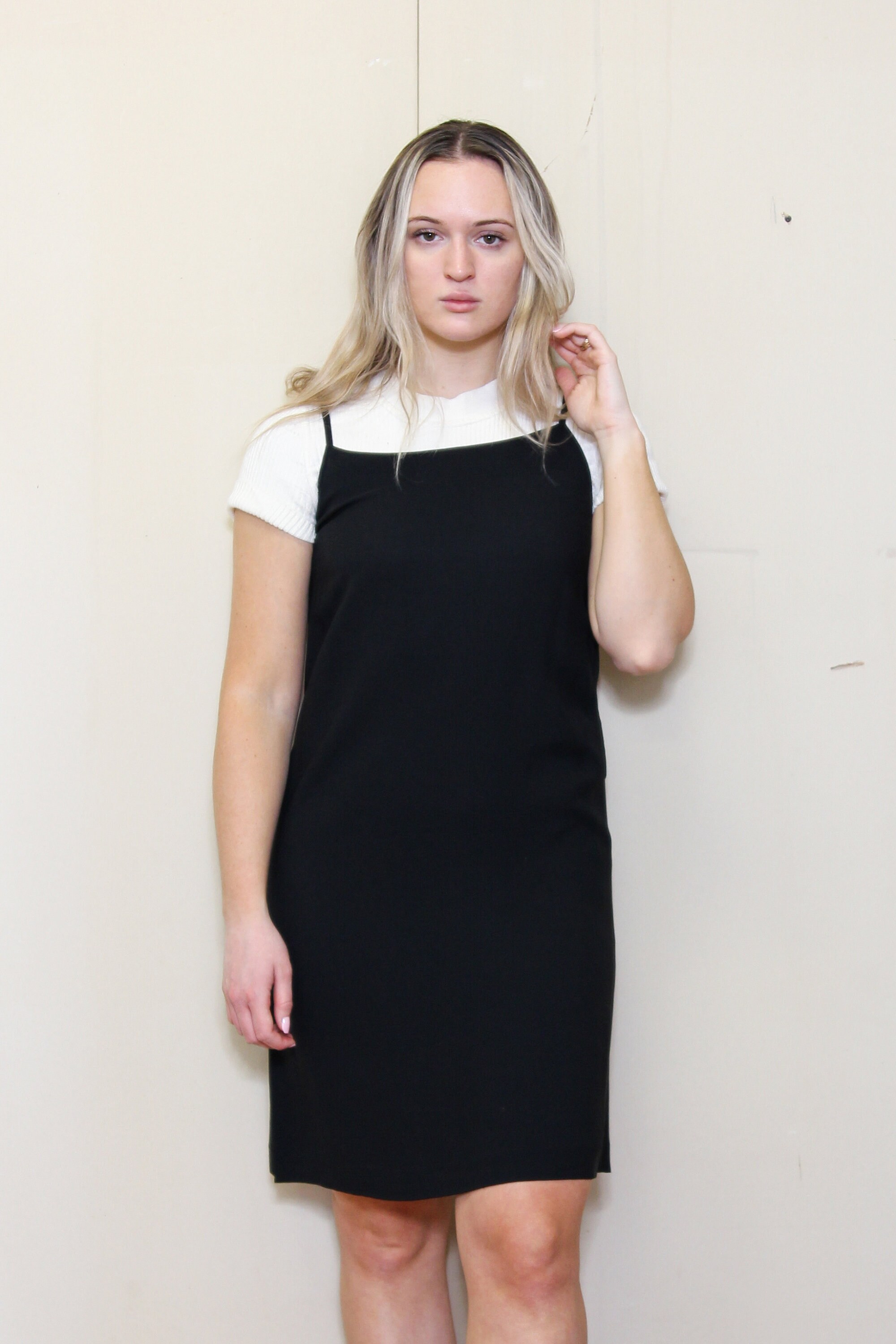 ★韓国人気★I AM MARI★BELT COLLAR DRESS Chic Korean OL Single Breasted Black Mini black dress with