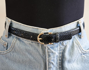 VINTAGE 80s 90s NAVY Genuine Snakeskin Leather Skinny Chic  display picture 1
