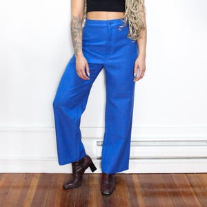 VINTAGE jaren 70 elektrisch blauwe LEVIS Strauss hoge taille stretch wijde broek met rechte pijpen || Taille maat 16 - 30&quot;