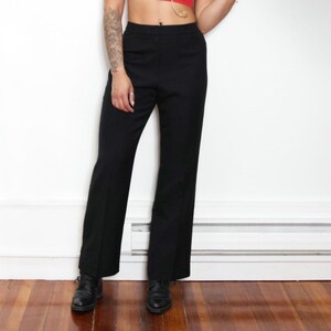 VINTAGE 90s Y2K Black Low Rise Straight WIDE Leg Simple Minimalist Capsule Wardrobe Androgynous Pants Trousers || 30&quot; waist