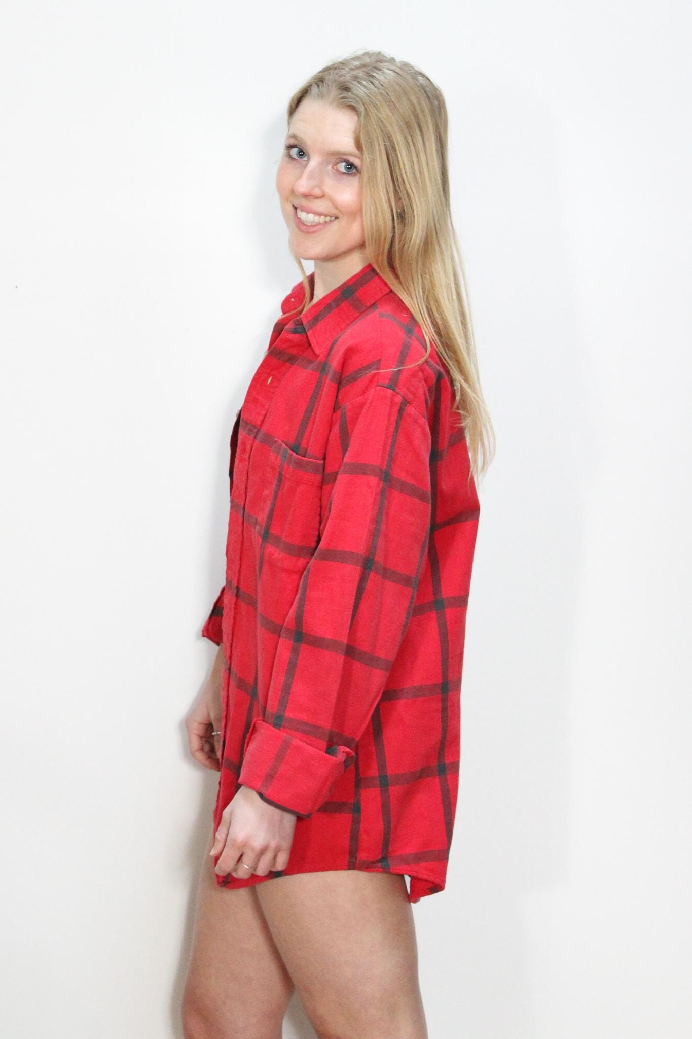 Red Plaid Dress Flannel Shirts Vintage 90s Red Cotton Plaid Flannel Tartan  Button Up Relaxed Casual