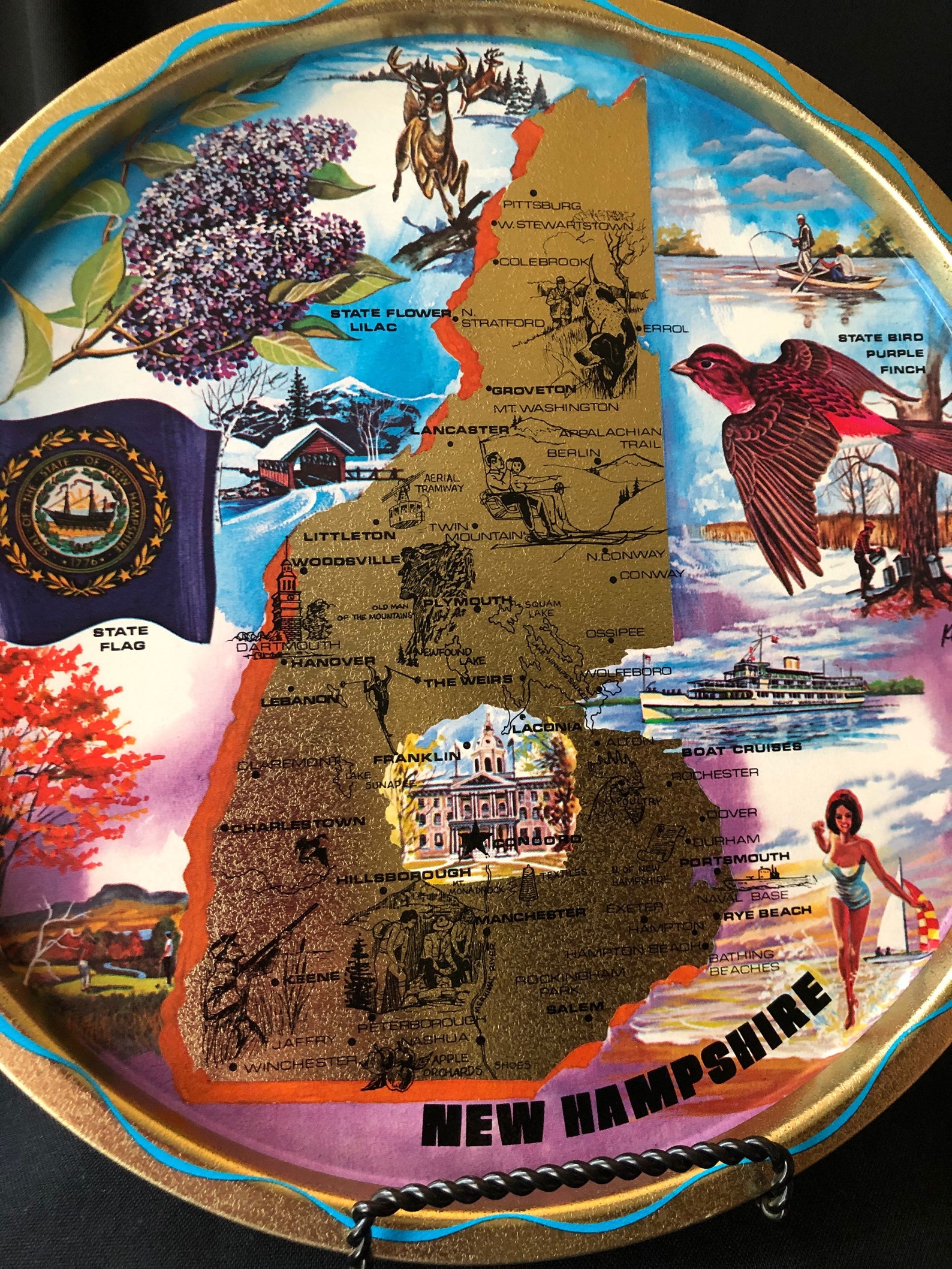 New Hampshire State Souvenir Tray State of New Hampshire Etsy