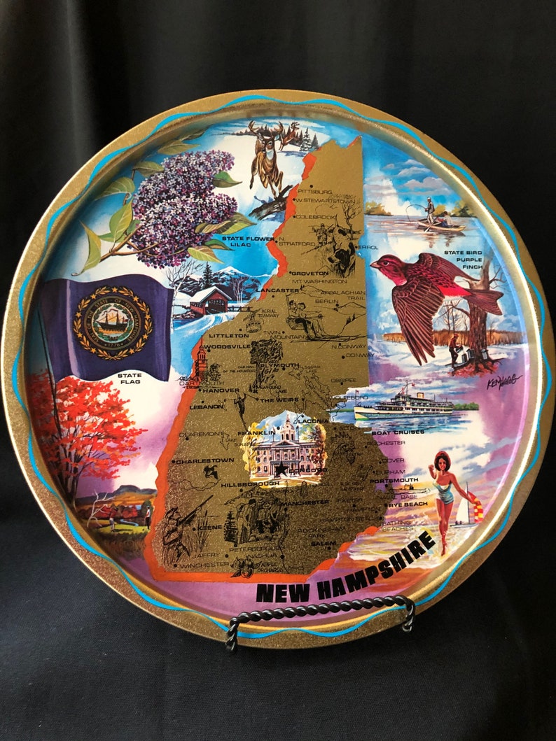 New Hampshire State Souvenir Tray State of New Hampshire Etsy