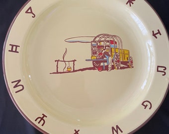 Western Theme Monterrey Western Ware Enamelware Chuckwagon 10” Dinner Plate Vintage 50’s