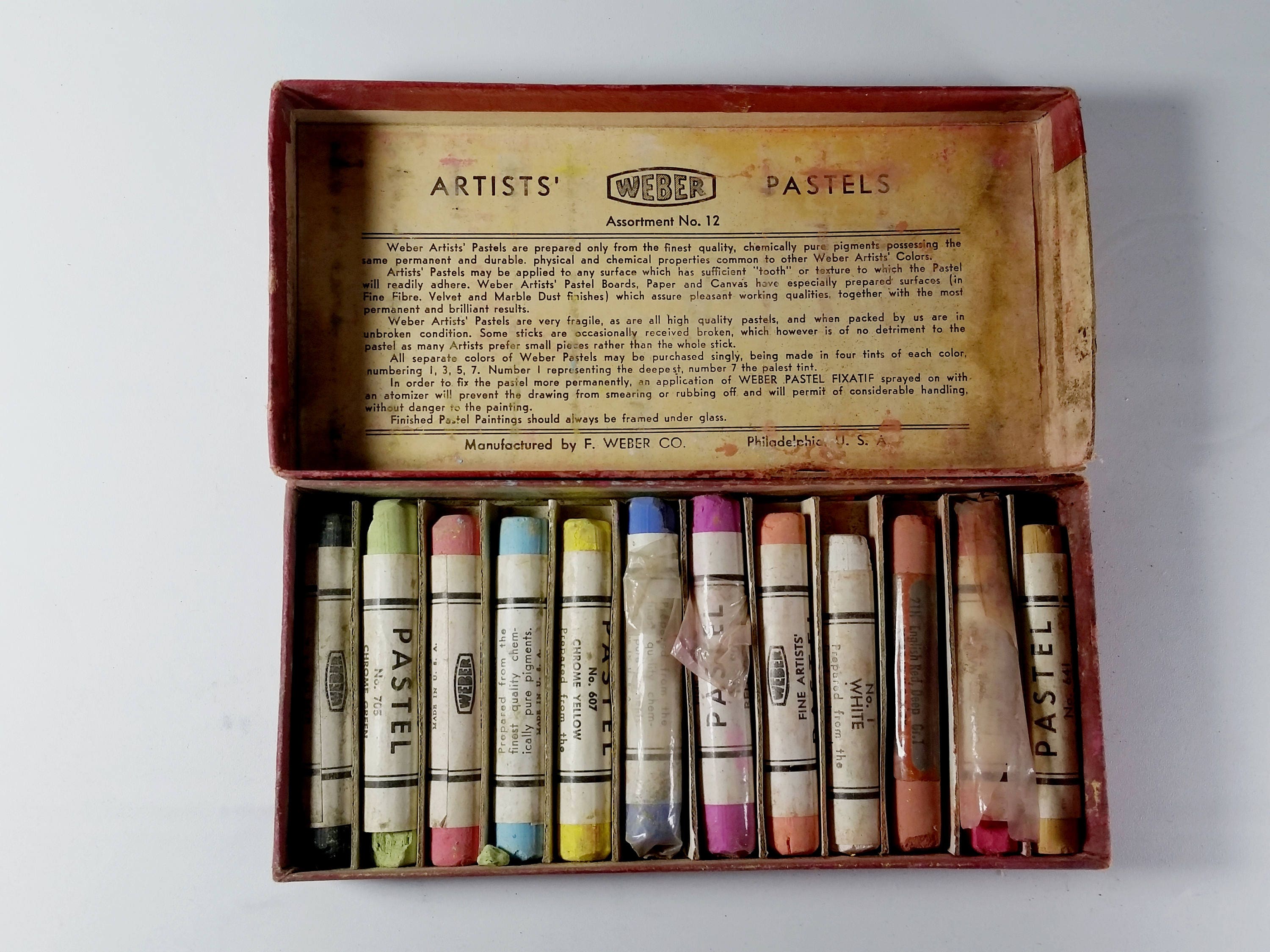 Vintage F. Weber Box of Artists' Pastels 