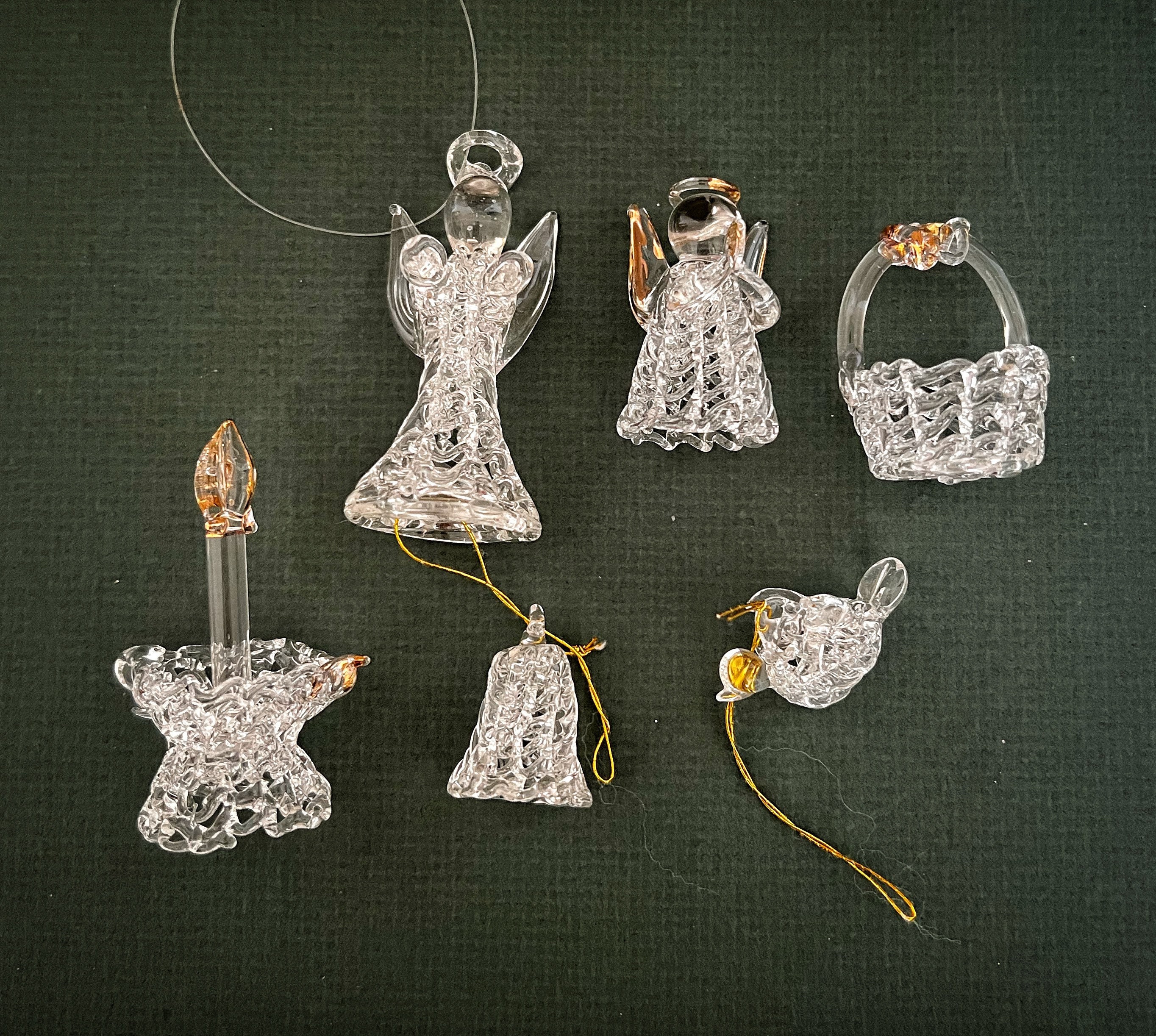 Spun Glass Ornaments Set of 6 Etsy UK