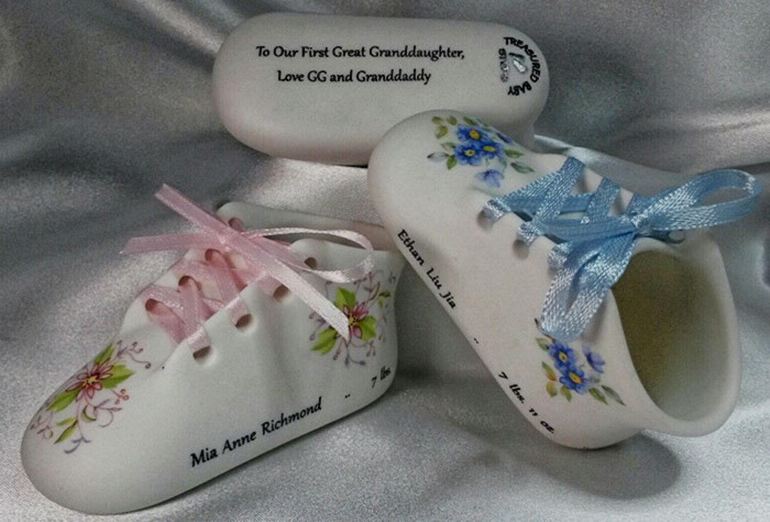 Personalized Porcelain Classic Baby Shoe Includes Baby's Full Birth