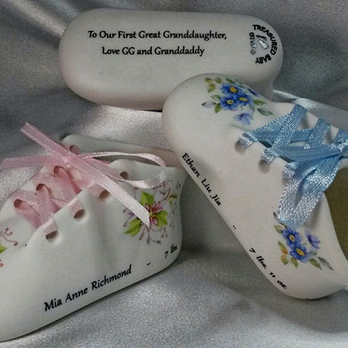 Personalized Porcelain Classic Baby Shoe Includes Baby's Etsy