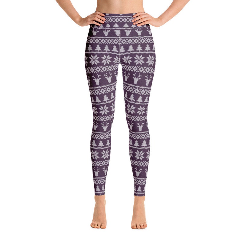 eggplant Winter Knit Printed Yoga Leggings
