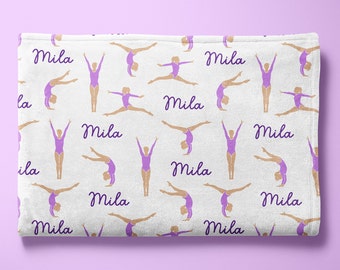 Gymnastics Personalized Minky Blanket (Purple)