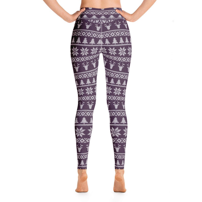 eggplant Winter Knit Printed Yoga Leggings
