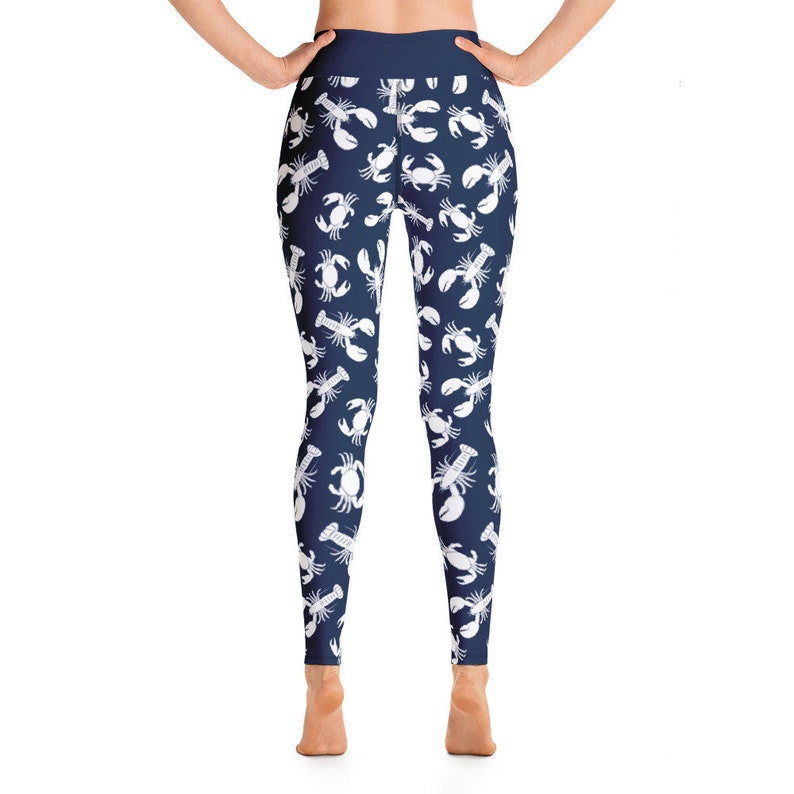 Lobsters and Crabs on Blue Yoga Leggings