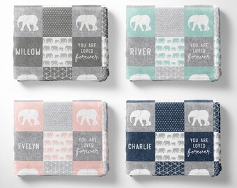 You are loved forever! Personalized Name Elephant Minky Blanket