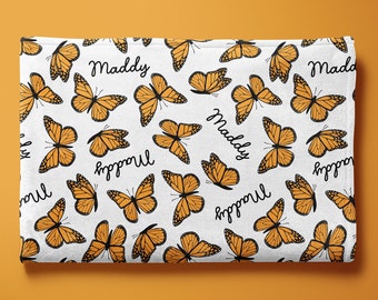 Monarch Butterfly Personalized Name Minky Blanket
