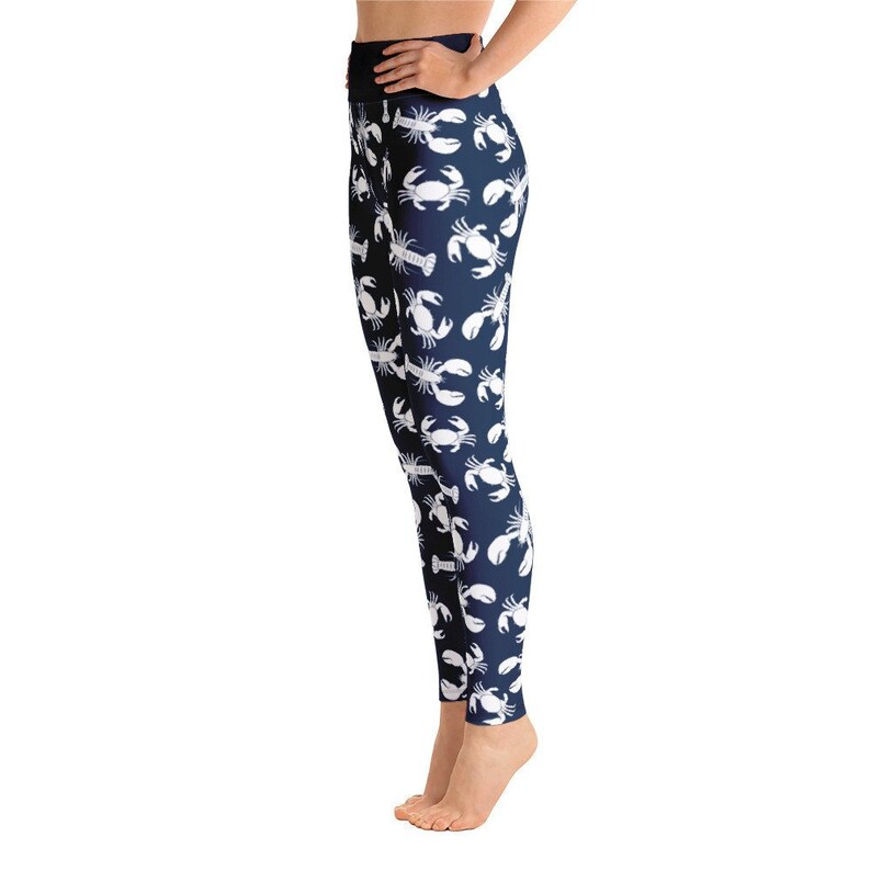 Lobsters and Crabs on Blue Yoga Leggings