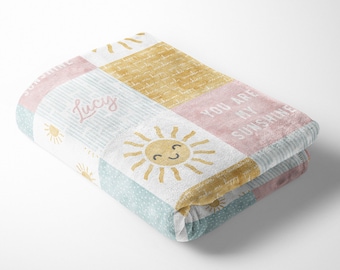 You Are My Sunshine Personalized Name Minky Blanket (pink)