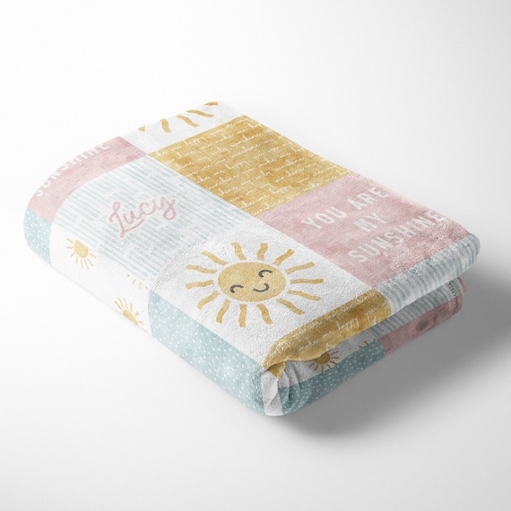 You Are My Sunshine Personalized Name Minky Blanket (pink)