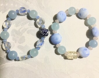 Chalcedony + Art Glass Bracelets