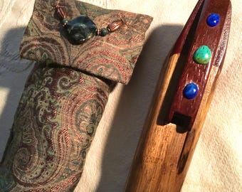 Low C Flute + Turquoise, Lapis, Designer Bag