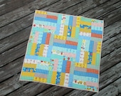 Modern Blue and Aqua Pieced Quilt for Baby, Toddler, or Child - Swaddle, Crib, Carseat, Stroller, or Floor Time