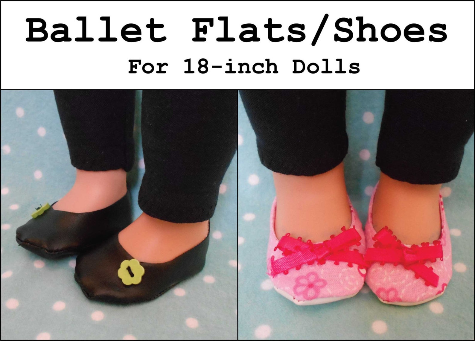 pdf pattern: ballet flats/shoes for 18-inch doll like american girl®