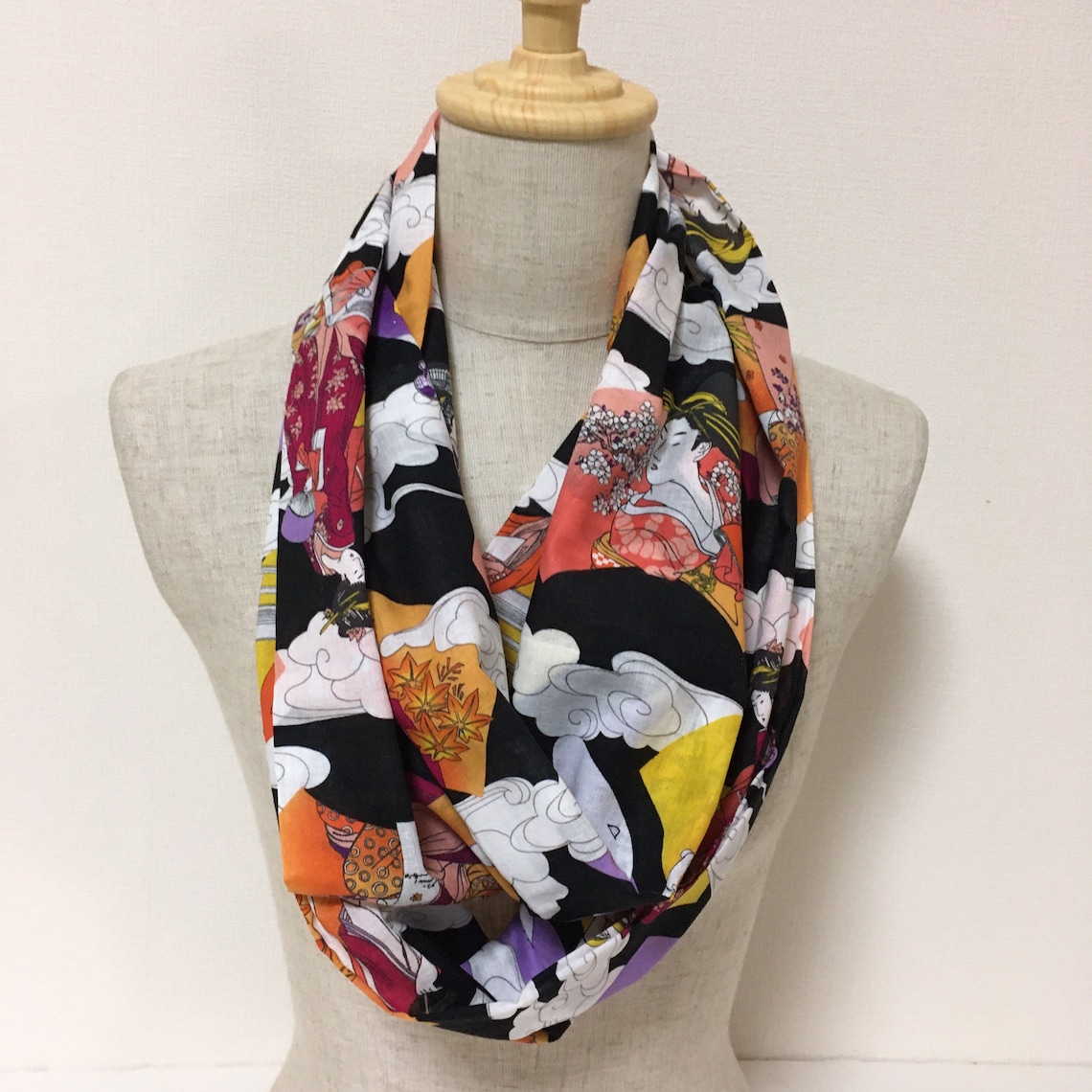 Black cotton scarf infinity scarf made in Japan cotton Etsy