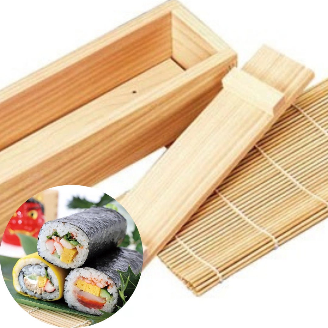 Lot de 5 Kit Sushi Complet Appareil à Sushi pour Débutants Bazooka à Sushis  Avec Tapis Sushi Appareil a Sushi Rouleau à Sushis en Bambou Kit de Sushis  à Faire Soi-même (Bleu) 