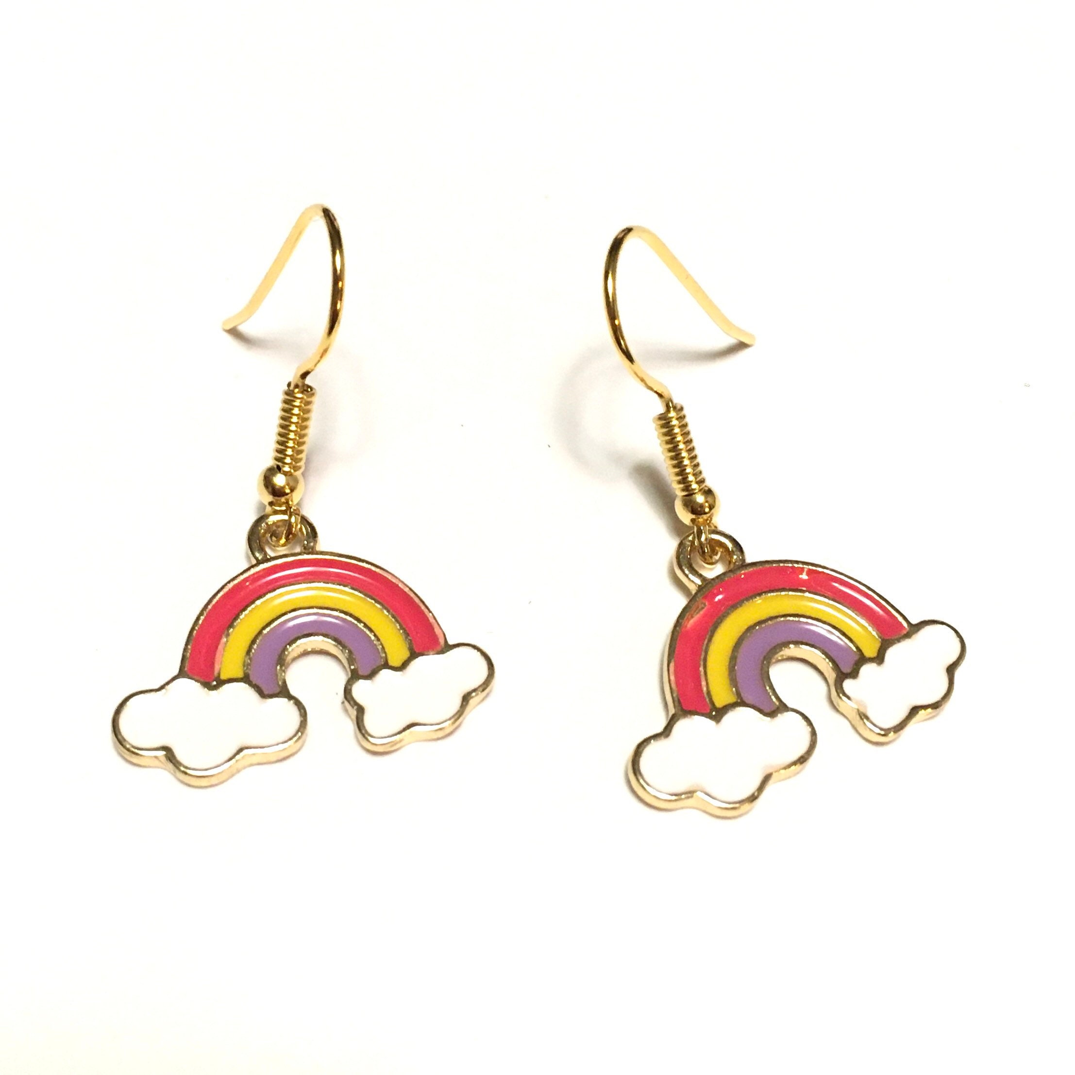 Rainbow Earrings, Dangle Earrings, Natural, Unique, Multi Color
