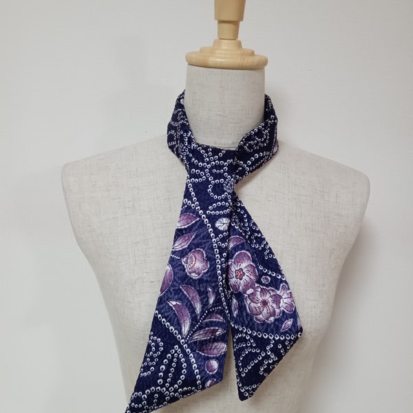 Purple shibori pattern scarf, made of kimono fabric, made in Japan, eco friendly, synthetic fiber