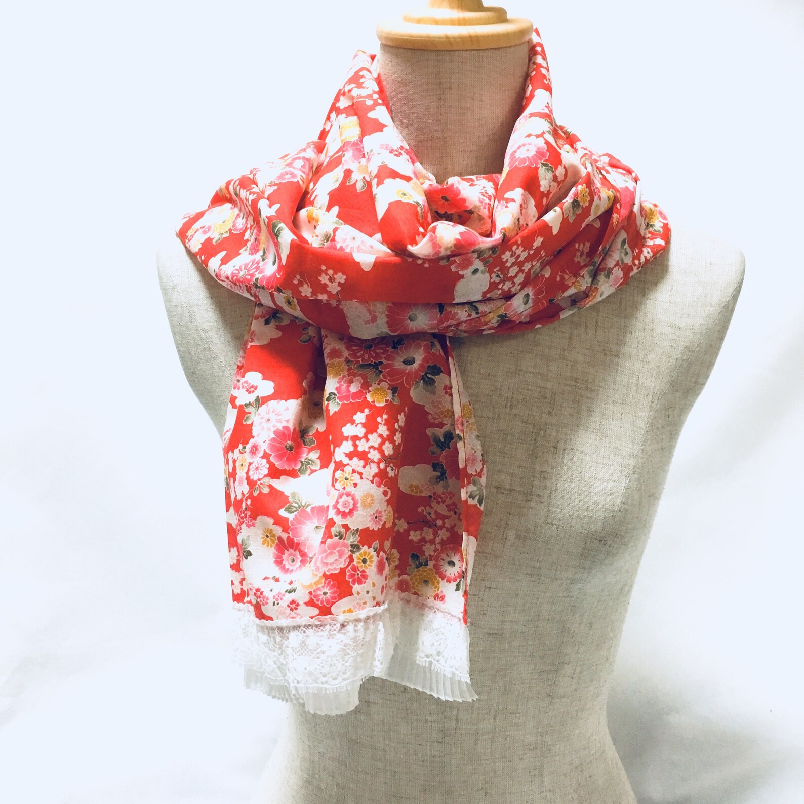 Cotton scarf long scarf made in Japan floralscarf gift for Etsy