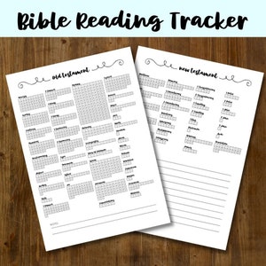 Rastreador de lectura de la Biblia, Hermoso minimalista, Rastreador de Escrituras, Lista de verificación de lectura de la Biblia, Leer la Biblia, Carta y A4, Año Nuevo