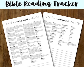 Bible Reading Tracker, Beautiful Minimalist, Scripture Tracker, Bible Reading Checklist, Read the Bible, Letter and A4, New Year