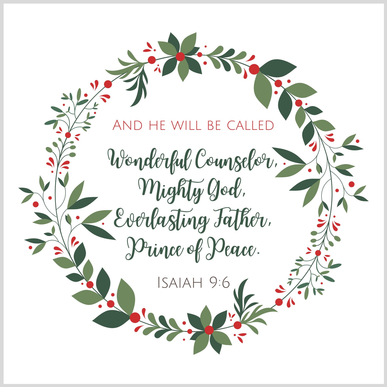 Christmas Printable Art Gift | Holiday Decor | Scripture Verse Isaiah 9 ...