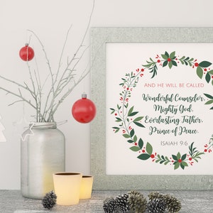 Christmas Printable Art Gift | Holiday Decor | Scripture Verse Isaiah 9 ...
