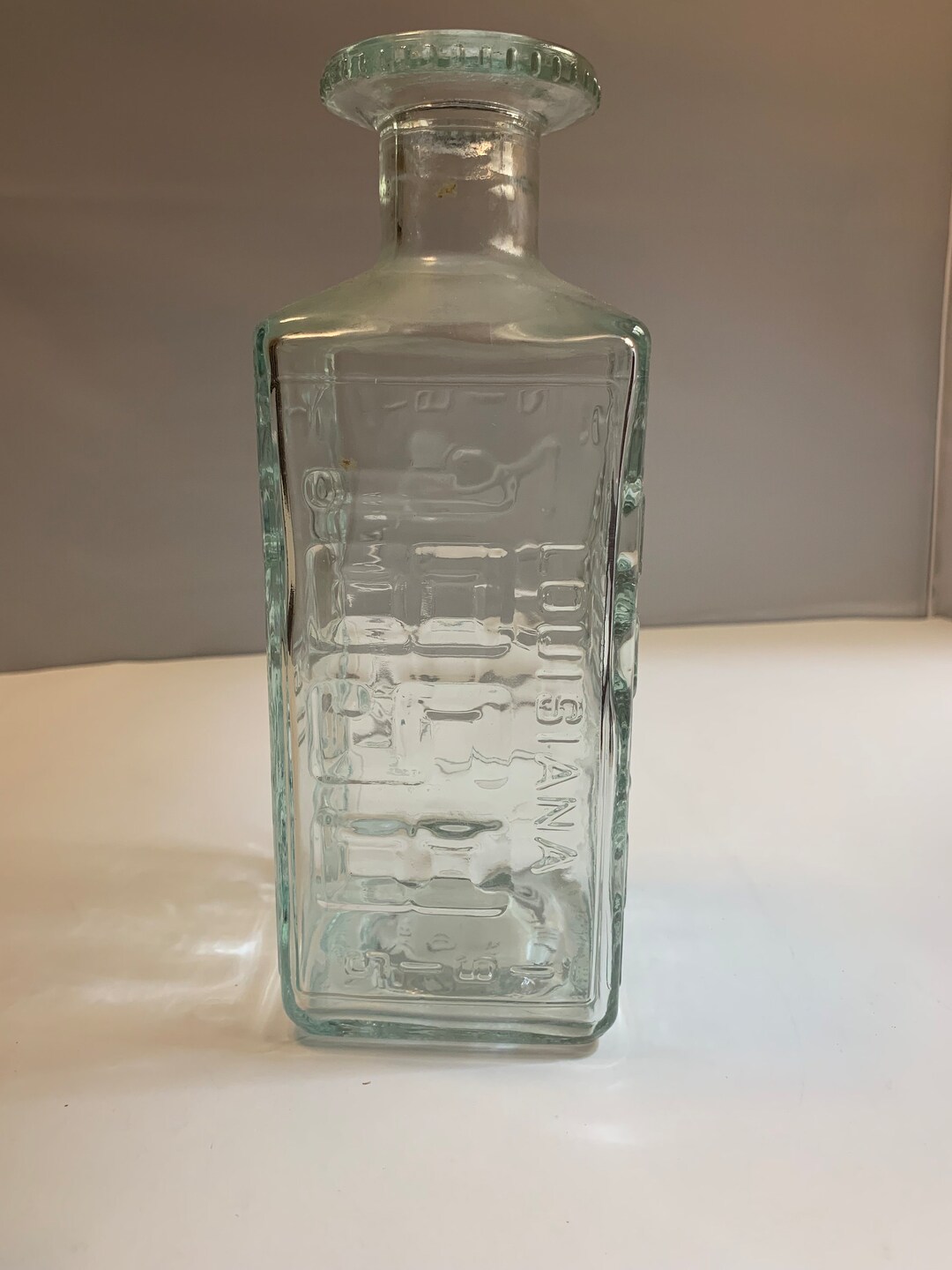 Vintage Clear Walkers Deluxe Bourbon License Plate Decanter Glass