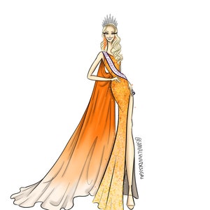 Custom Pageant Illustration - Pageant Queen - Titleholder Drawing - Competition Art - Custom Sketch