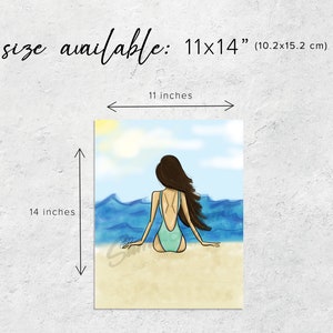 Beach Girl Fashion Print Beach Wall Art Fashion Illustration Beach Drawing Wall Decor image 3