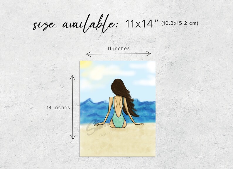 Beach Girl Fashion Print Beach Wall Art Fashion Illustration Beach Drawing Wall Decor image 3