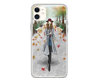 Fall Phone Case - Fall Fashion iPhone Case - Central Park Fall - Fashion Illustration Samsung Case - Walk in the Park