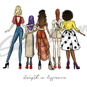 Diversity - Inclusive Art - Friends - Fashion Wall Art - Fashion Illustration - Gift for Her