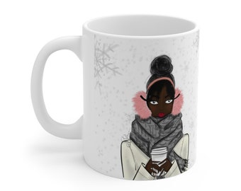 Winter Fashion Mug - Snow - Fashion Mug - Fashion Illustration - Bundled Up - Warm for Winter